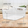 6 PCS Clear Plastic Storage Bin Container Set Pantry & Kitchen Fridge Organizer