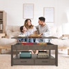 2 Drawer Lift Top Coffee Table with Hidden Compartment & Storage Shelves Gray