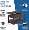2 Drawer Lift Top Coffee Table with Hidden Compartment & Storage Shelve Espresso