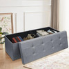 Storage Ottoman Bench Folding Chest Footrest Stool MDF Frame Lid Light Grey 43"