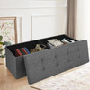 Storage Ottoman Bench Folding Chest Footrest Stool MDF Frame Lid Dark 43"