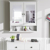 Home Bathroom Wall Mount Cabinet Storage Shelf Over Toilet w/ Mirror Door White