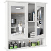 Home Bathroom Wall Mount Cabinet Storage Shelf Over Toilet w/ Mirror Door White
