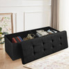 Storage Ottoman Bench Folding Chest Footrest Stool MDF Frame Lid Black 43"