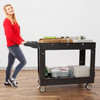 Utility Service Cart 2 Shelf 550LBS 360° Swivel Wheels 2 with Brakes
