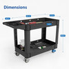 Utility Service Cart 2 Shelf 550LBS 360° Swivel Wheels 2 with Brakes