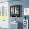 Home Bathroom Wall Mount Cabinet Storage Shelf Over Toilet w/ Mirror Door Black