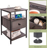 Nightstand Bedside Table Drawers with Charging Station and USB Ports
