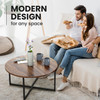 Round Coffee Table with Cross Wood Legs Small Center Low Table