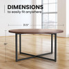 Round Coffee Table with Cross Wood Legs Small Center Low Table