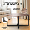 Round Coffee Table with Cross Wood Legs Small Center Low Table