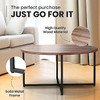 Round Coffee Table with Cross Wood Legs Small Center Low Table