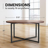 Round Coffee Table with Cross Wood Legs Small Center Low Table