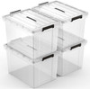 23 Gal Industrial Tote Stackable Storage Bin with Latching Lid, 4 Pack
