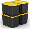 23 Gallons Industrial Tote Stackable Storage Bin with Latching Lid 4 Pack