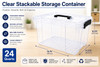 8 Packs Lightweight Stackable Storage Bin 24 Quart Clear Organizer for Home Use