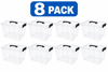 8 Packs Lightweight Stackable Storage Bin 24 Quart Clear Organizer for Home Use