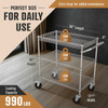 3-Tier Heavy Duty Utility Cart with Wheels 990 lb Capacity Rolling Cart