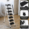 5 or 6 Step Folding Ladder, 330 lb Steel Step Stool, Wide Anti-Slip Platform