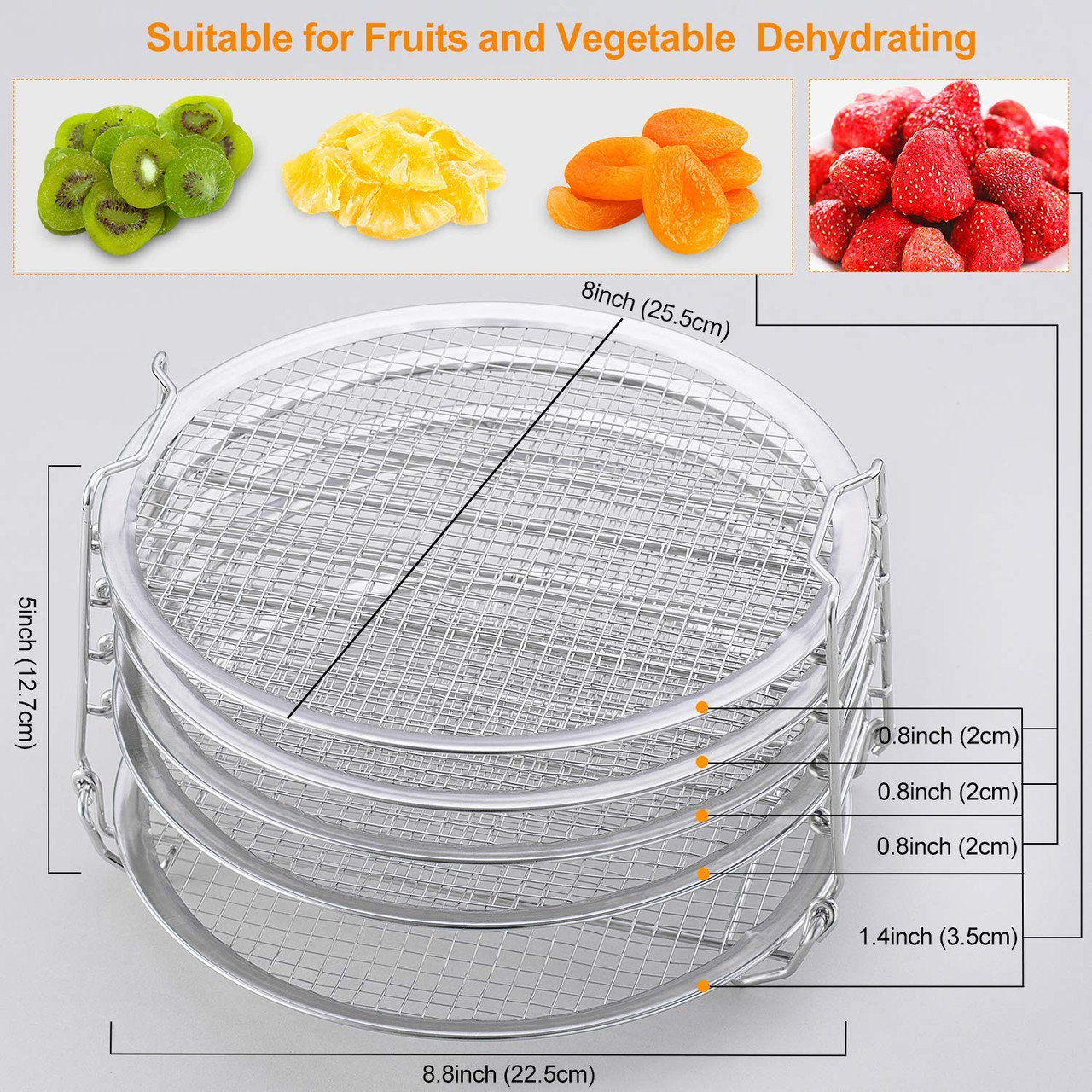  Dehydrator Rack for Ninja Foodi 6.5, & 8 qt & Instant Pot Duo  Crisp 8 qt - 5 Stainless Steel Stackable Dehydrator Grill Stand Racks  Accessories for Pressure Cooker & Air