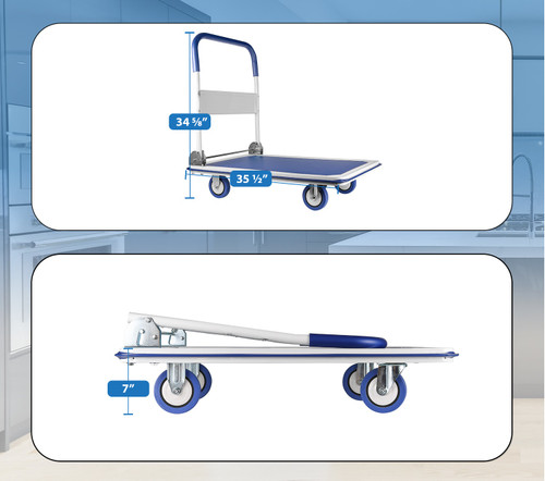 Folding Hand Truck Dolly Cart with Wheels Luggage Cart Trolley Moving 660lbs