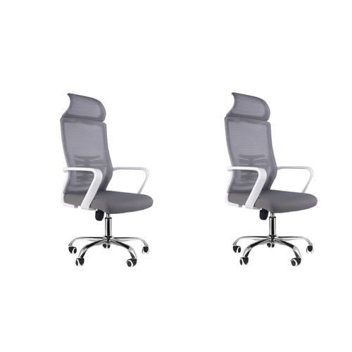 2x Home Office White Chair Ergonomic Desk Chair Mesh Computer Chair Lumbar Suppo