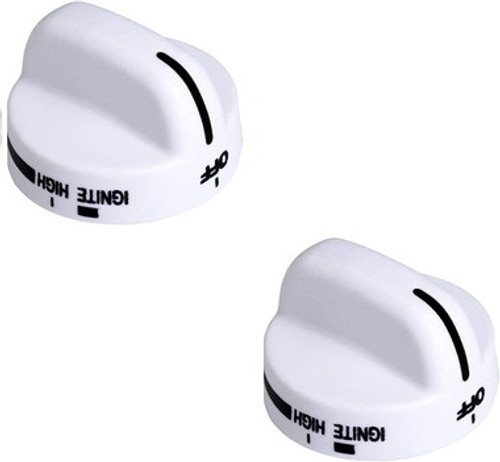 8273104 White Top Burner Knob Compatible with Whirlpool Range ( 2 - Pack )