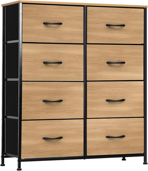 8-Tier Drawers Nightstand Chest Dresser Organizer Storage Bedroom Burlywood