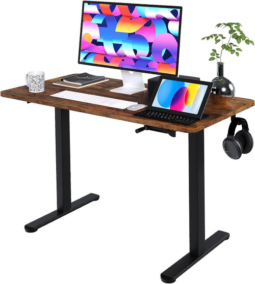 Home Office Height Adjustable Standing Desk Computer Desk Rustic