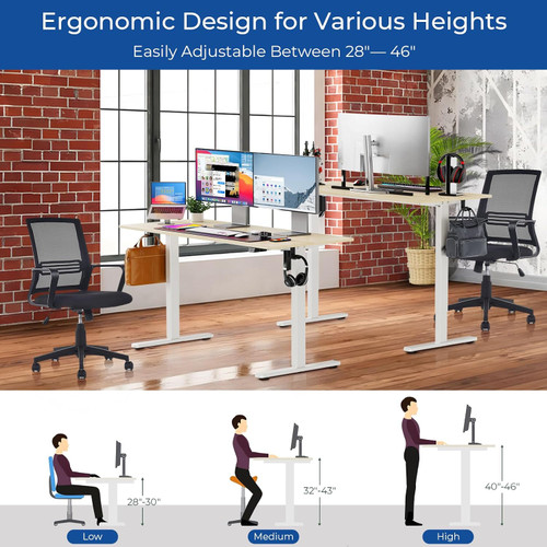 40" Modern Height Home Office Table Standing Electric Desk