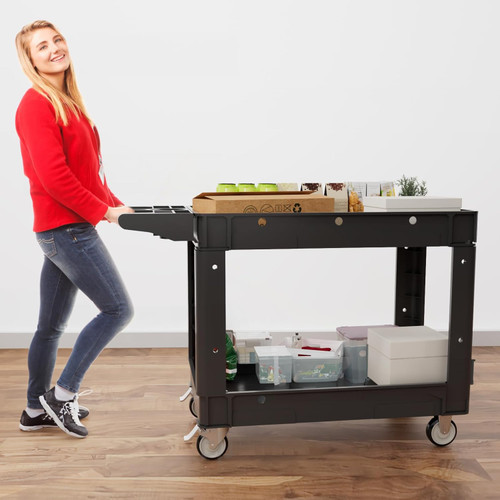 Utility Service Cart 2 Shelf 550LBS 360° Swivel Wheels 2 with Brakes