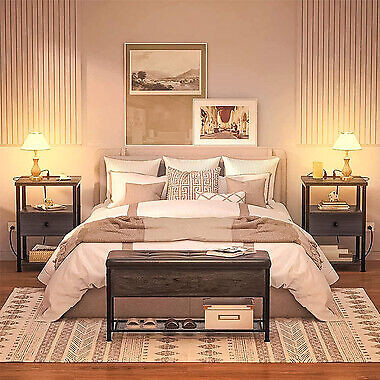 Nightstand Bedside Table Drawers with Charging Station and USB Ports