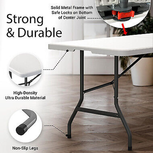 6 feet Plastic Folding Table Card Table Indoor Outdoor Dining Party Outdoor