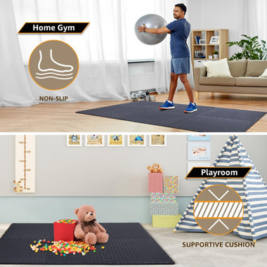 24pc Puzzle Exercise Mat w/ EVA Foam Interlocking Tiles GYM Home