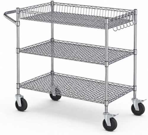 3-Tier Heavy Duty Utility Cart with Wheels 990 lb Capacity Rolling Cart