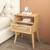 Nightstand with Rattan Door Wooden Bedside Table End Table 1 Drawer Storage