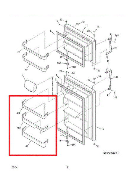 Top + Middle + Bottom Door Bin Compatible with Refrigerator 240337901 240338101 