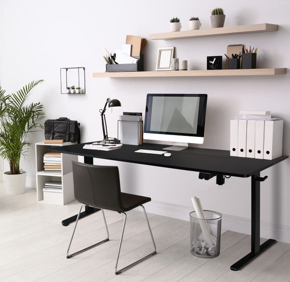 44''/55" Adjustable Electric Desk Computer Home Office Table Power Outlet