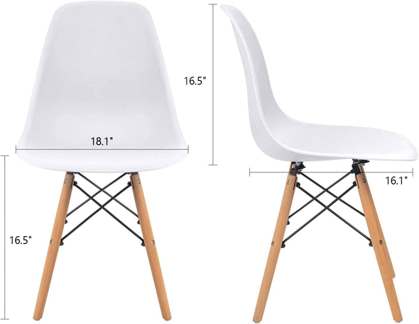 Set of 4 Mid Century Modern DSW Dining Side Chair Wood Metal Legs