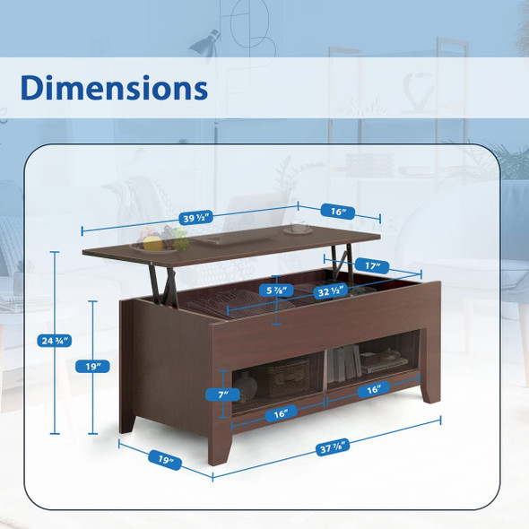 Lift Top Coffee Table w Hidden Compartment Storage Shelf Living Room