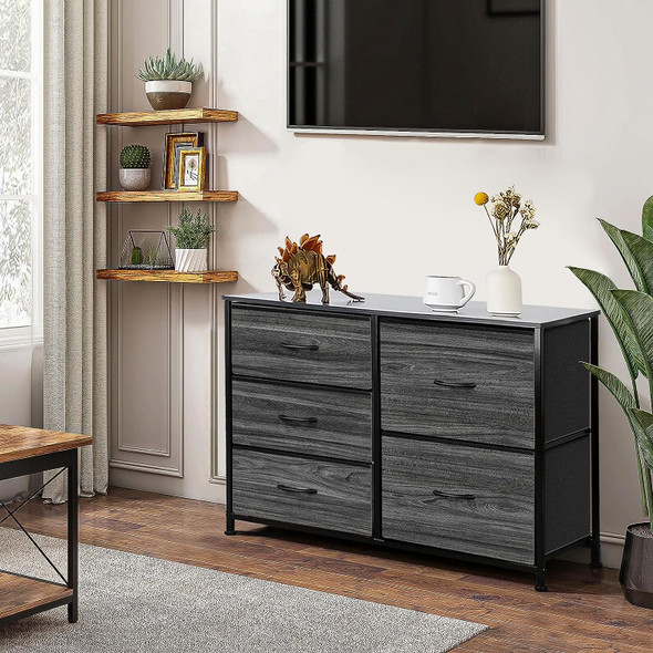 5 Drawer Dresser Storage Organizer Chest Tower Bedroom Living Room Closet Black