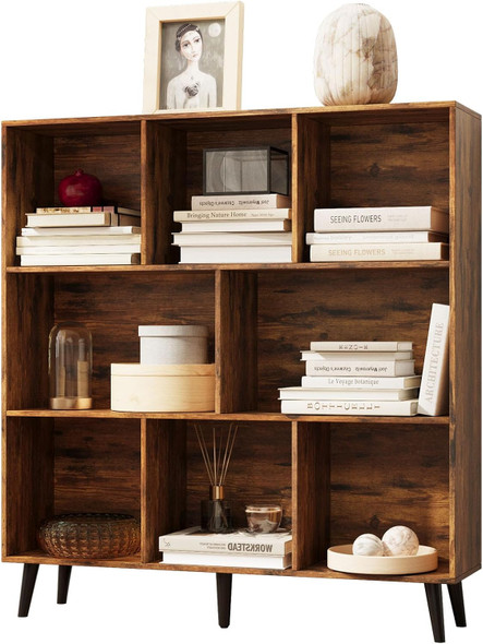 Solid 8 Cube Wooden Bookcase Storage Organizer Office Shelving Bookshelf