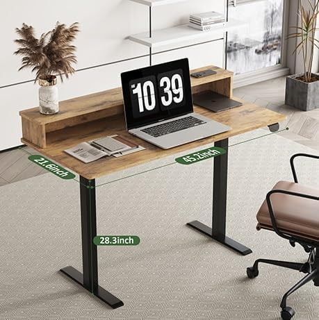 45" 2 Drawers Adjustable Height Desk Office Electric Standing Desk