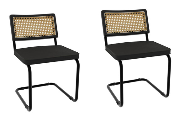 Mid Century Modern Dining Rattan Woven Chairs Set of 2