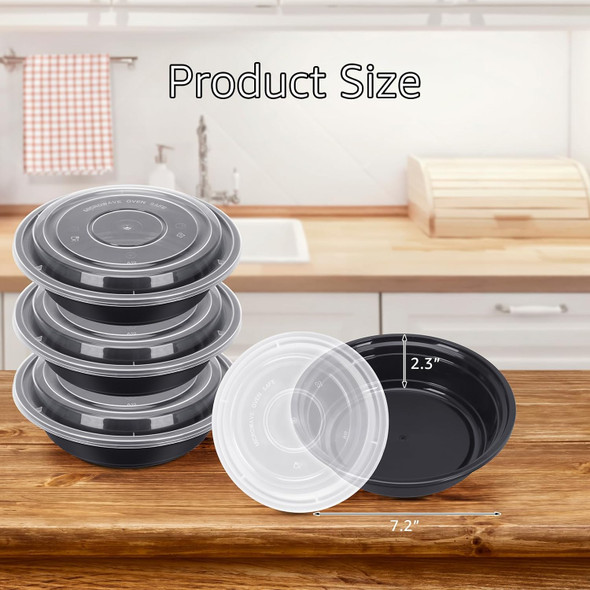 24 oz Disposable Plastic Round Microwavable BPA Free Food Container Lids