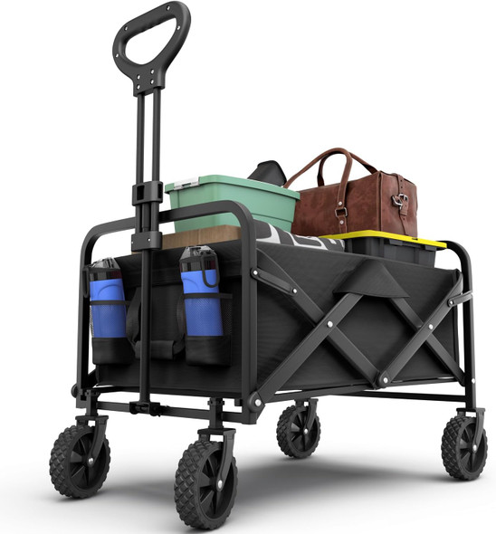 Heavy Duty Wagon Cart Swivel Collapsible Garden Cart Beach Outdoor Utility 