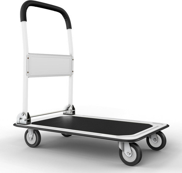 Folding Hand Truck Dolly Cart with Wheels Luggage Cart Trolley Moving 330lbs White