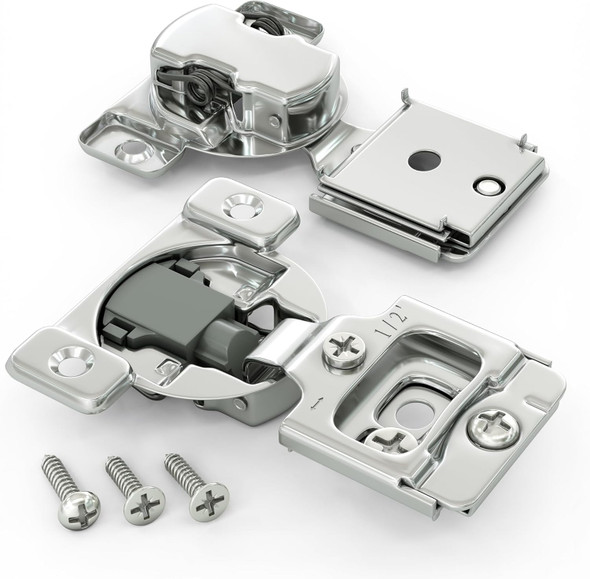 20 Pack 1/2 to 1 1/2 inch Soft Close Hinges Kitchen Cabinet Doors Self Closing Stainless Steel Satin Nickel