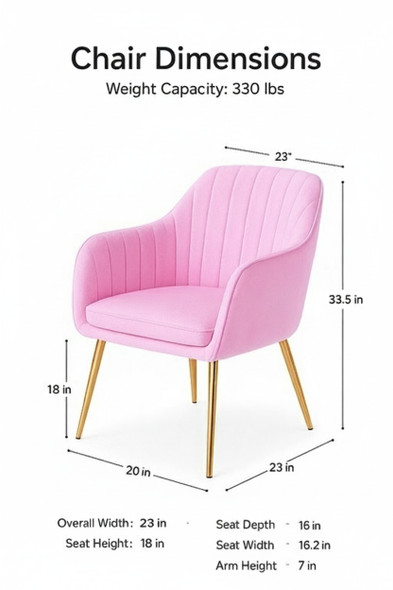 2 Pack Velvet Accent Chair w/Gold Legs, Upholstered Vanity Chair for Bedroom Living Room