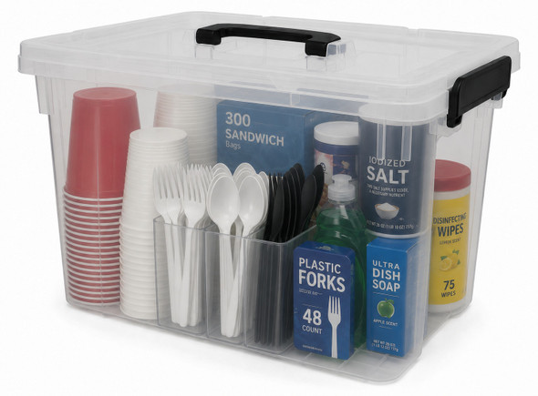 8 Packs Lightweight Stackable Storage Bin 24 Quart Clear Organizer for Home Use